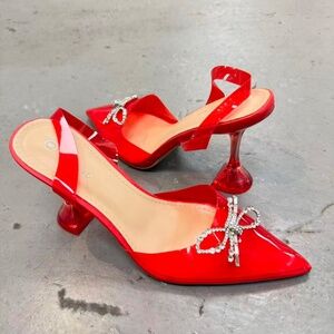Chic Transparent Heels with Bow jelly heel sandal1932